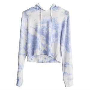 Neptune Blue Tie Dye Crop Hoodie Shirt